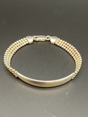Sterling Silver Name Plate Ball Chain Bracelet